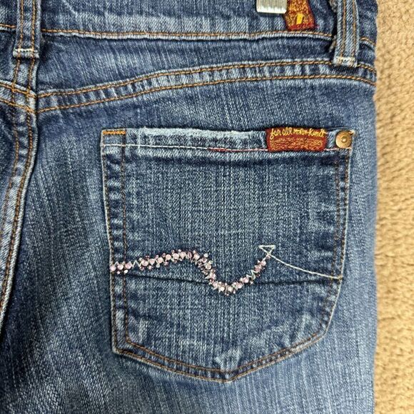 VTG 7 For All Mankind Bootcut Jeans Womens 28 Blue Denim Low Rise Embellished - Picture 10 of 13
